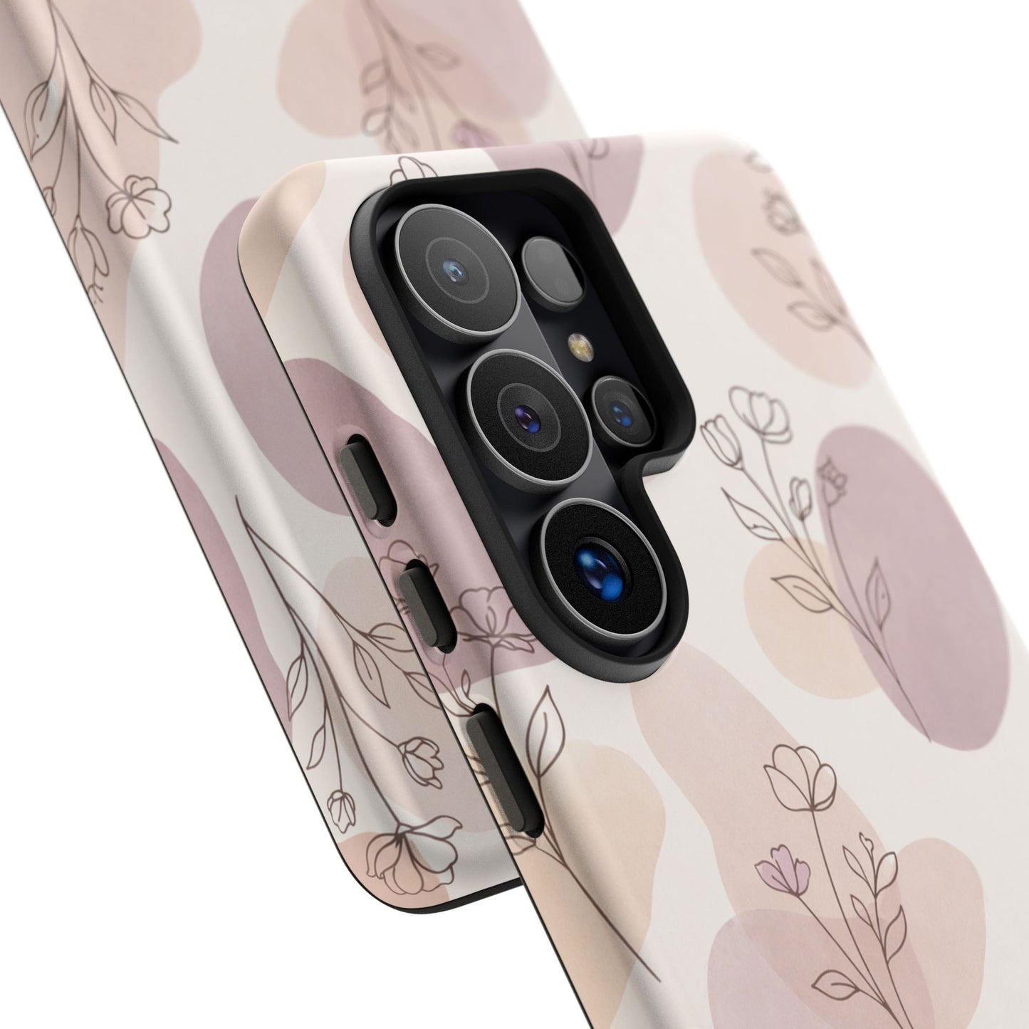 Blush Floral Phone Case Neutral Botanical Watercolor Tough Cover