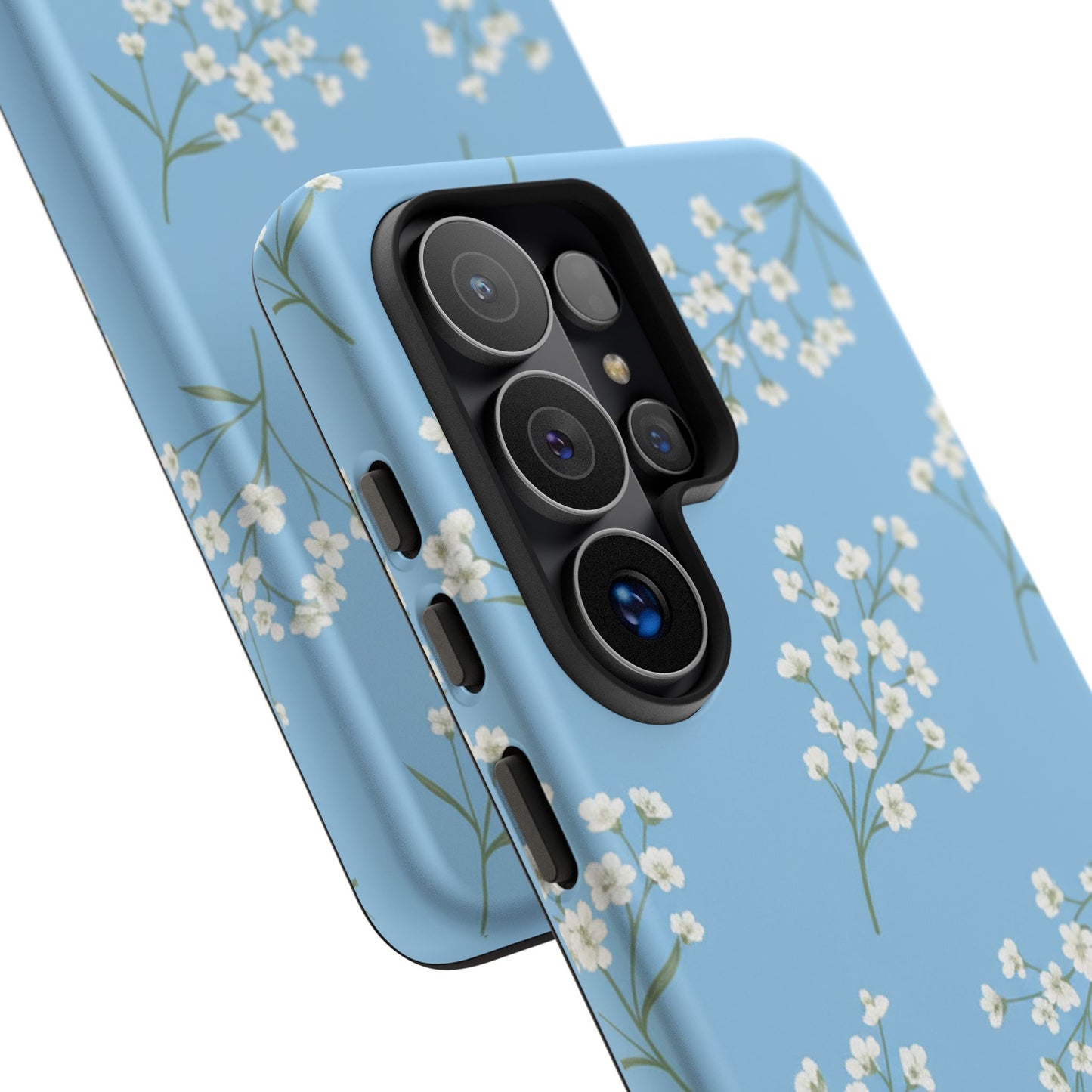 Baby’s Breath Floral Phone Case – Blue Minimal Flower Aesthetic Tough Case