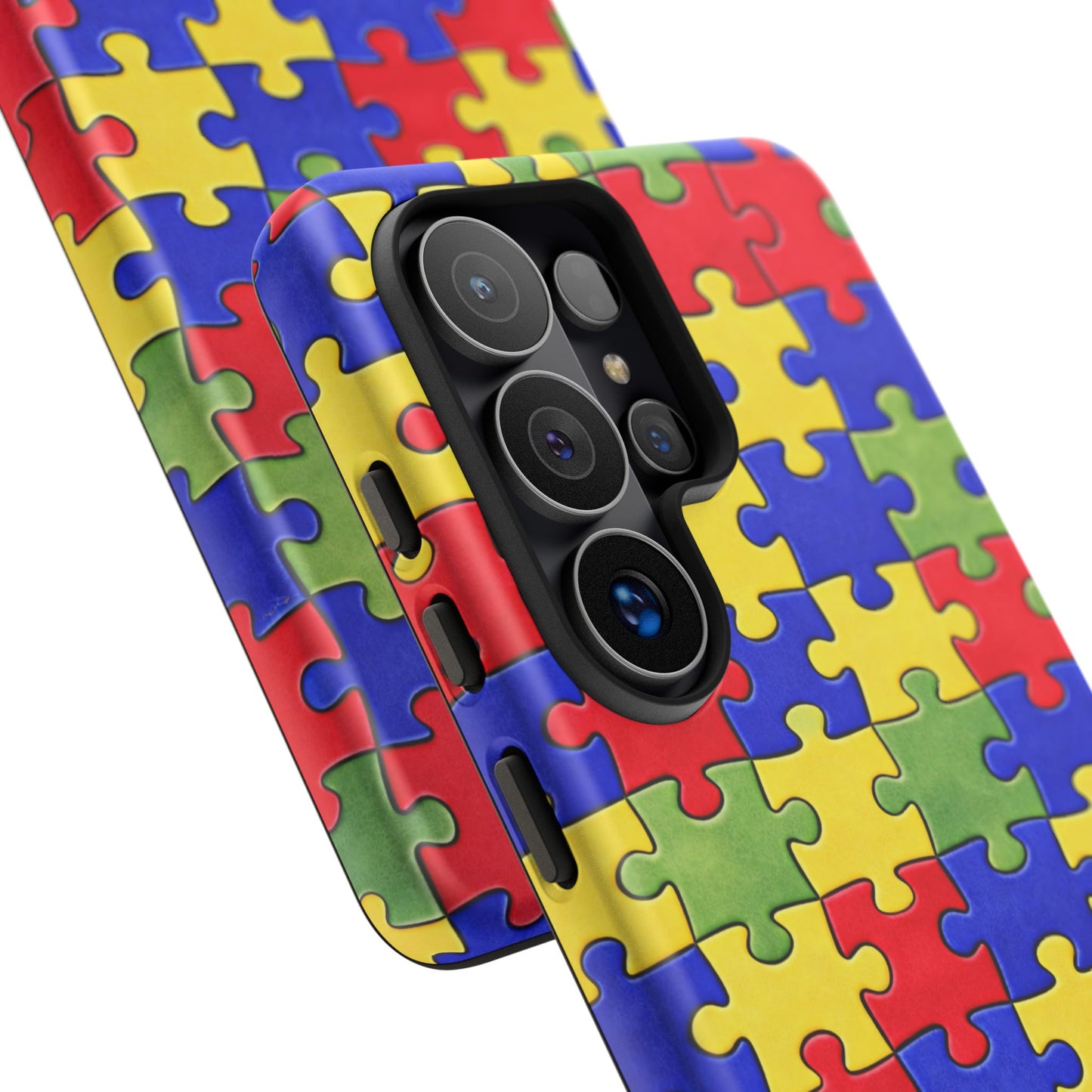Colorful Puzzle Phone Case, Autism Awareness Jigsaw Design, Tough Protective Case, iPhone & Samsung Case, Vibrant Puzzle Pattern