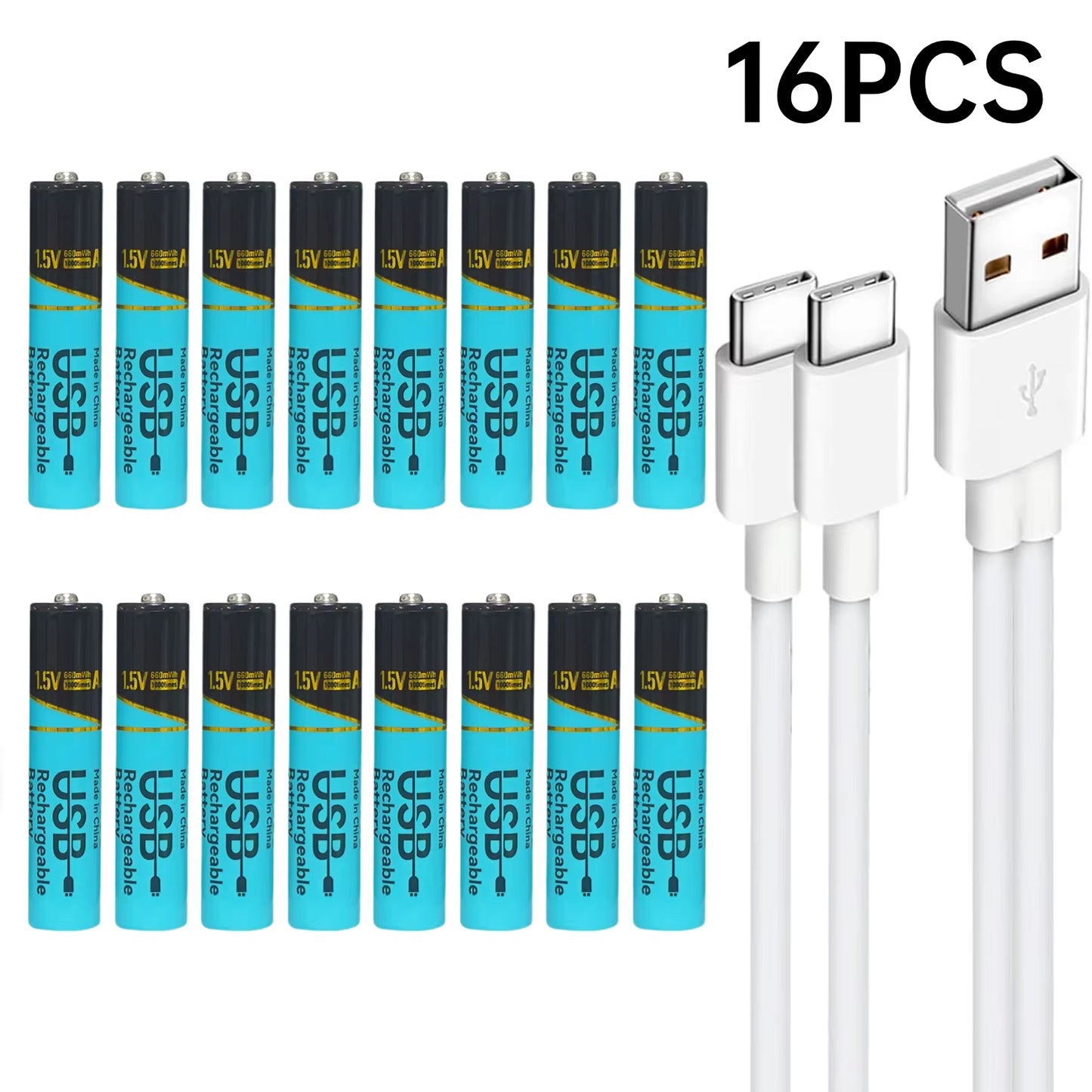 Lot 660Mwh/2200Mwh 1.5V AA AAA Rechargeable Lithium Batteries USB Type-C Fast Charge Battery