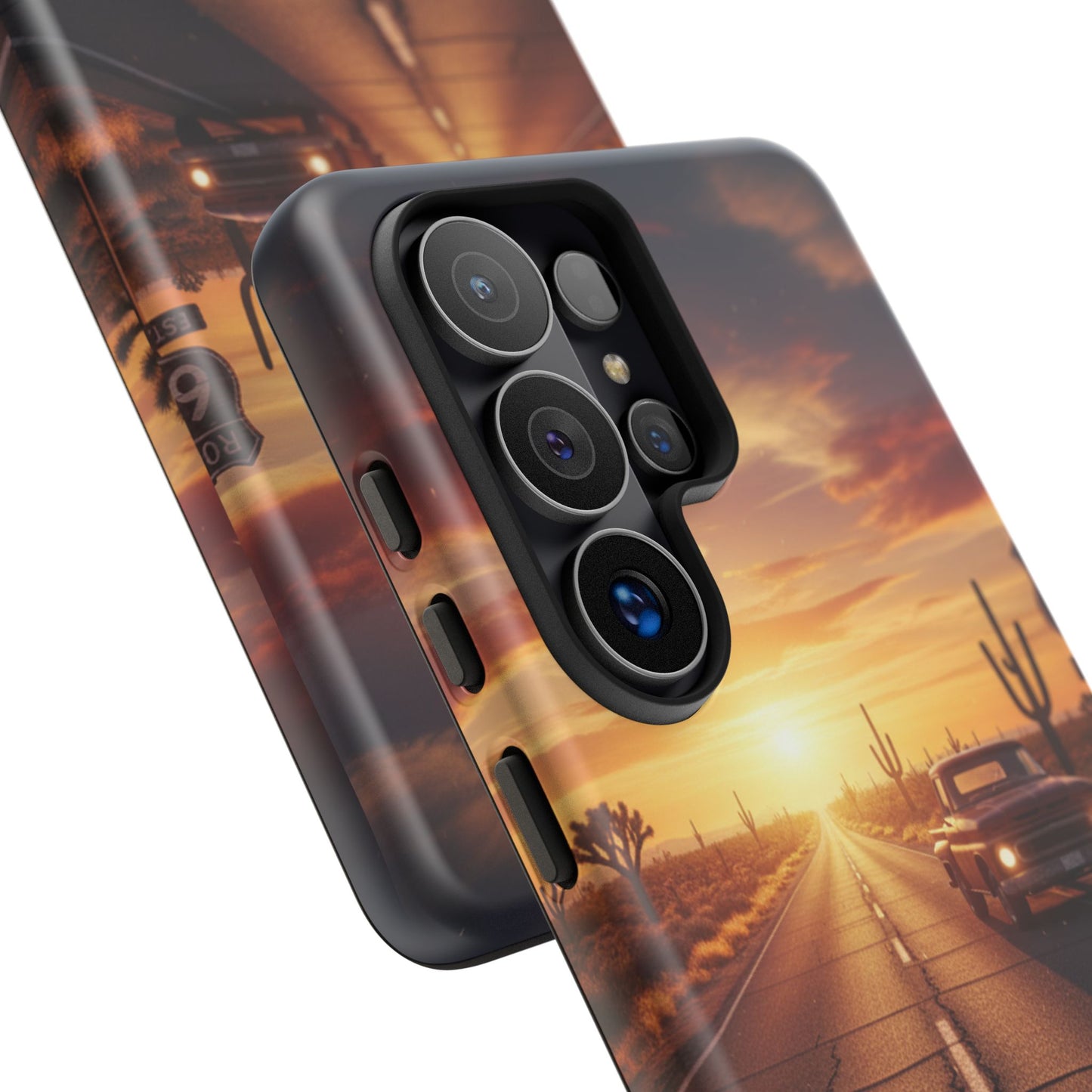 Route 66 Sunset Desert Highway Phone Case – Road Trip Travel Aesthetic Tough Case