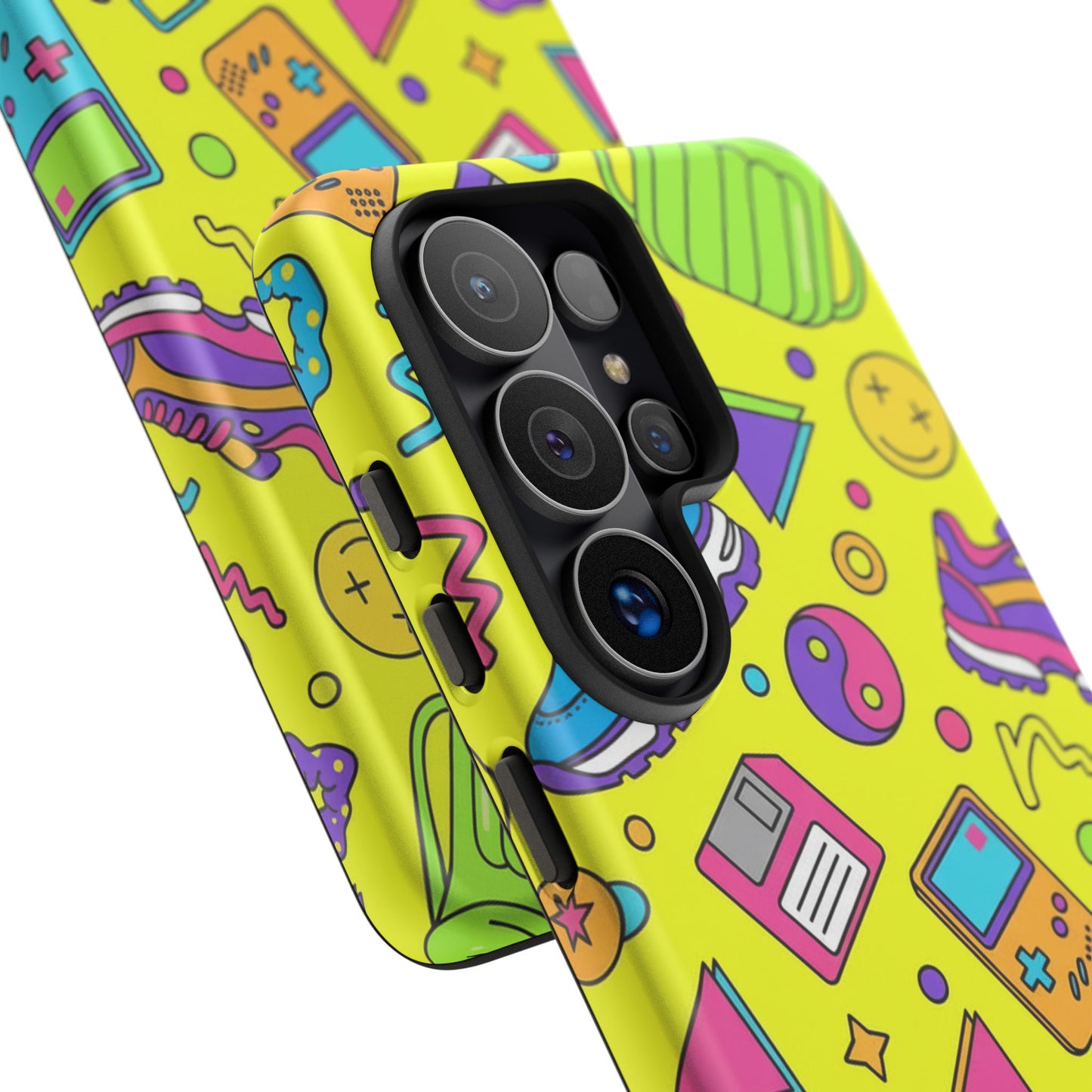 90s Retro Neon Phone Case – Y2K Nostalgia Colorful Icons Tough Protective Case