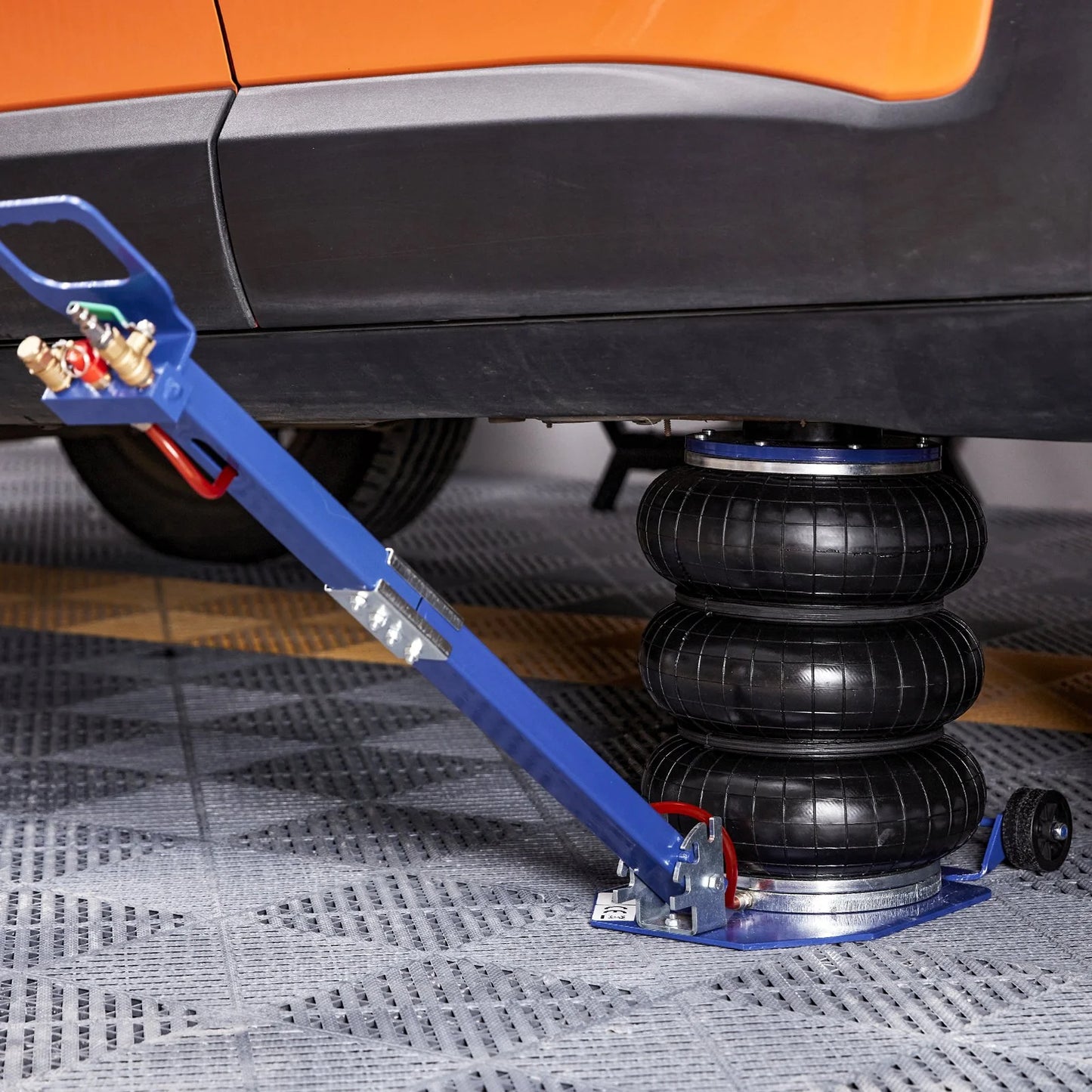 VEVOR Air Jack, 3 Ton/6600 Lbs Triple Bag Air Jack, Airbag Jack with Six Steel Pipes, Lift up to 17.7, 3-5 S Fast Lifting Pneumatic Jack, with Adjustable Long Handles for Cars, Garages, Repair (Blue)