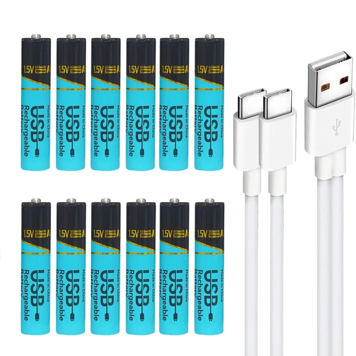 Lot 660Mwh/2200Mwh 1.5V AA AAA Rechargeable Lithium Batteries USB Type-C Fast Charge Battery
