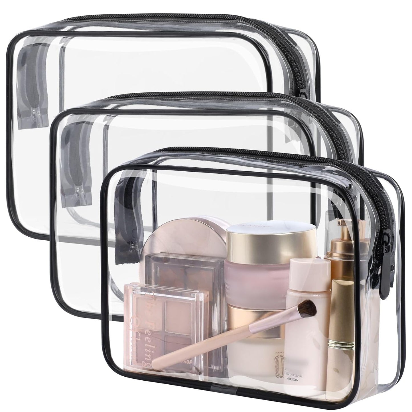 TSA Approved Toiletry Bag - Peach Red Clear Makeup Bag with Supporting Frame, Clear Toiletry Bag for Travel, Thick No Smell