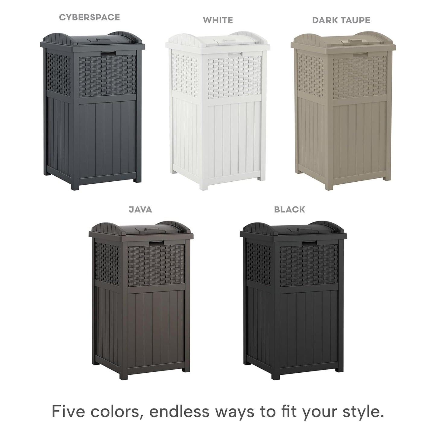 33 Gallon Commercial Outdoor Trashcan Hideaway with Lid for 30 to 33 Gallon Trash Bags for Garage, Backyard, or Garden, Brown