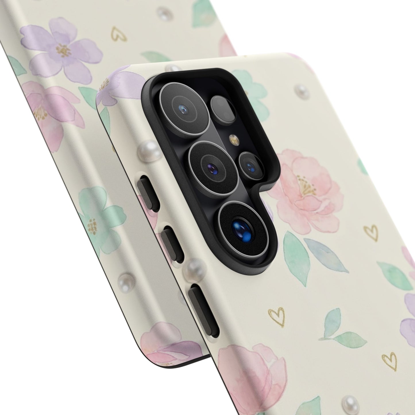 Pastel Floral Phone Case – Coquette Watercolor Flower Hearts Tough Case (iPhone, Samsung, Pixel)