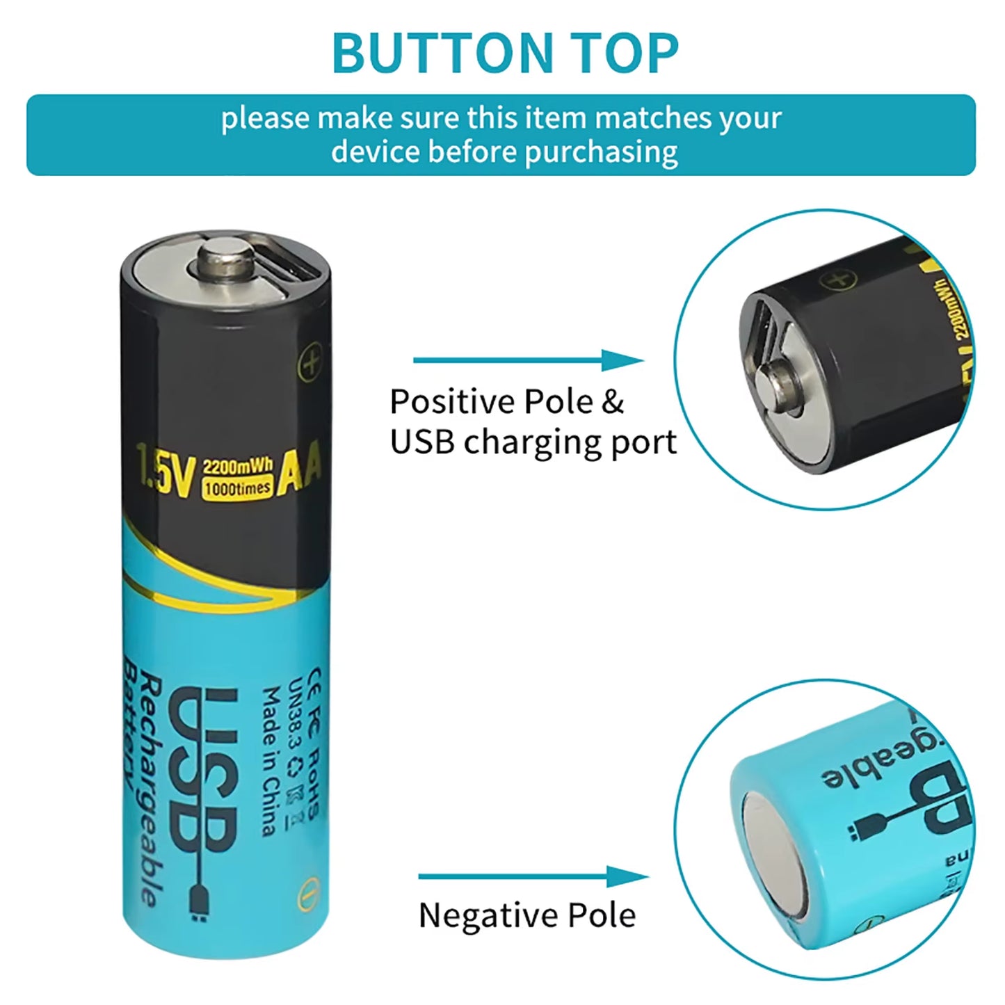 Lot 660Mwh/2200Mwh 1.5V AA AAA Rechargeable Lithium Batteries USB Type-C Fast Charge Battery