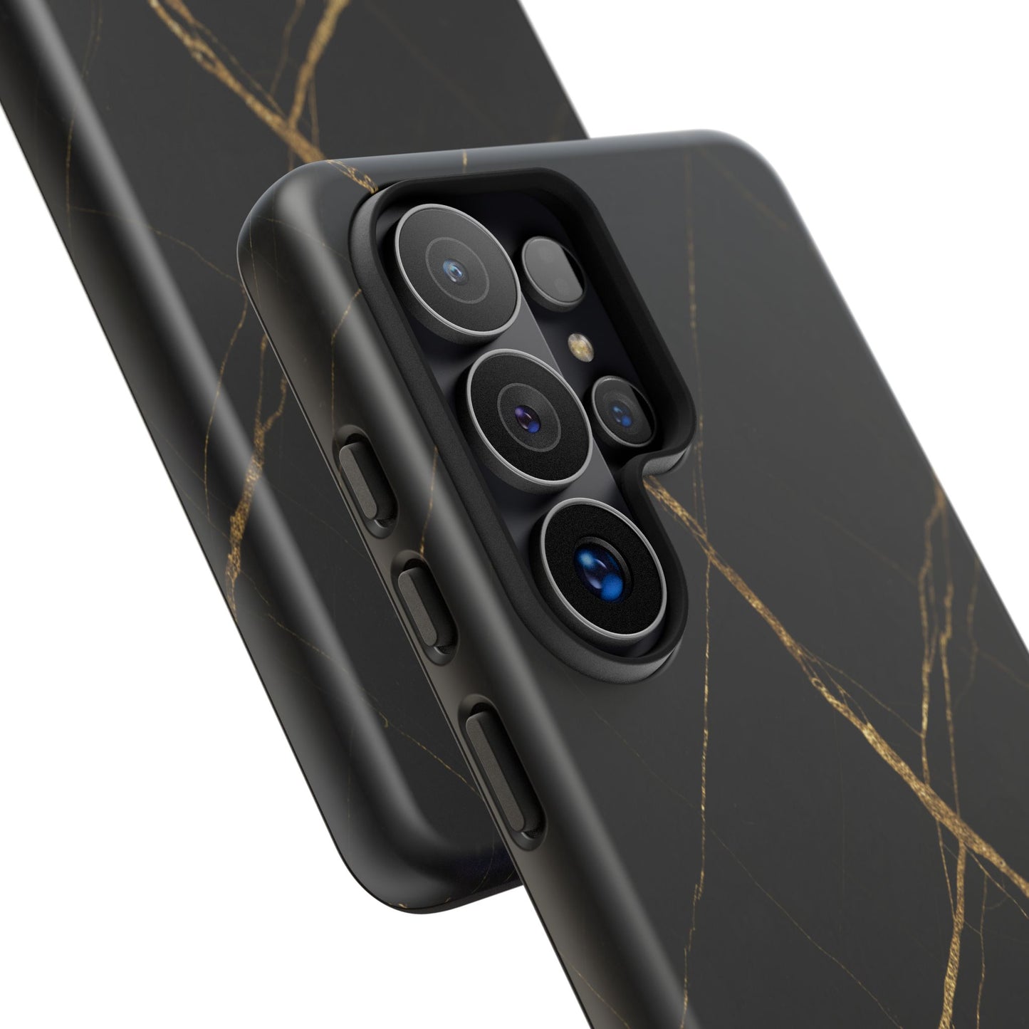 Black Marble Phone Case with Gold Veins – Luxury Minimal Aesthetic Tough Case