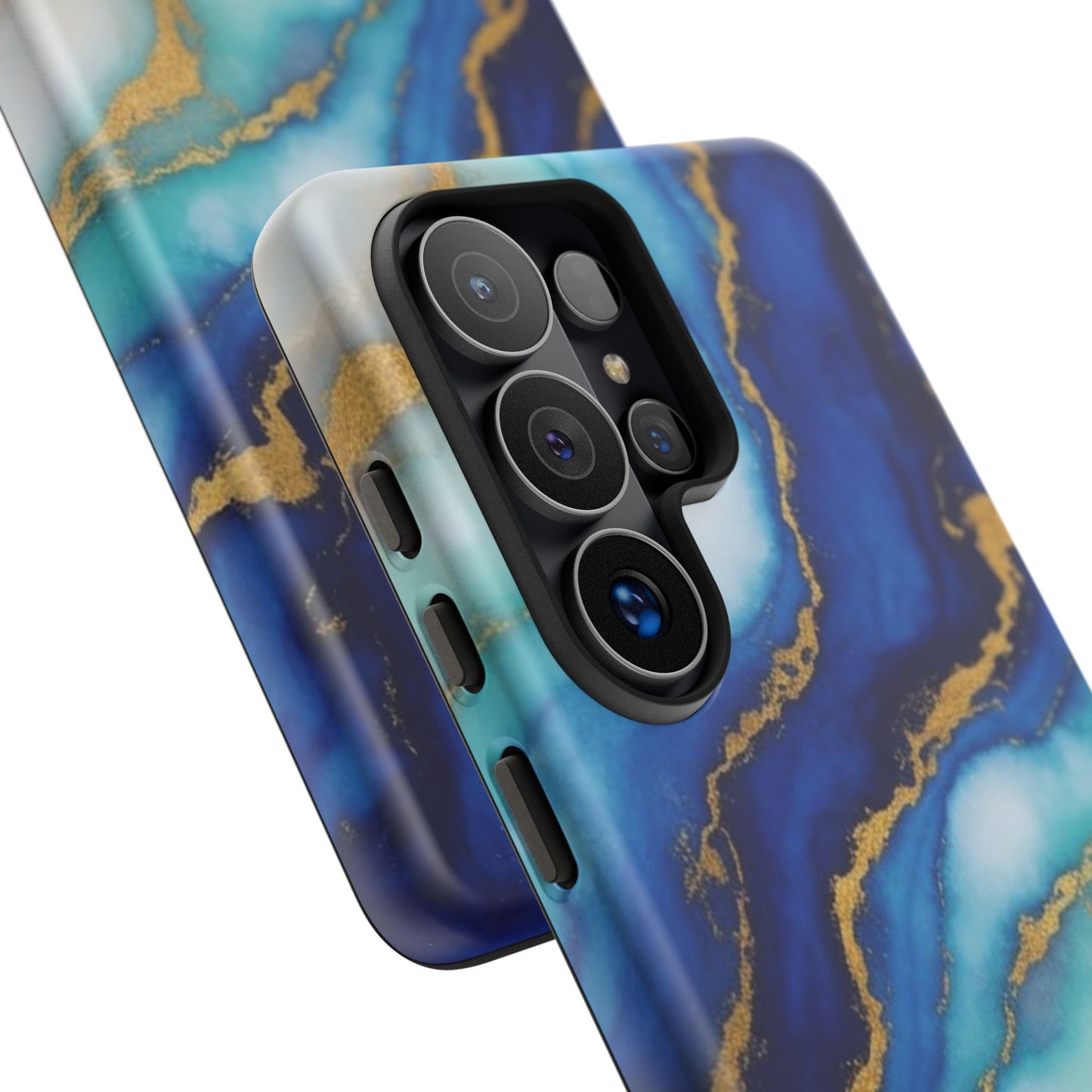 Blue & Gold Marble Phone Case – Luxury Resin Art Tough Case (iPhone, Samsung, Pixel)