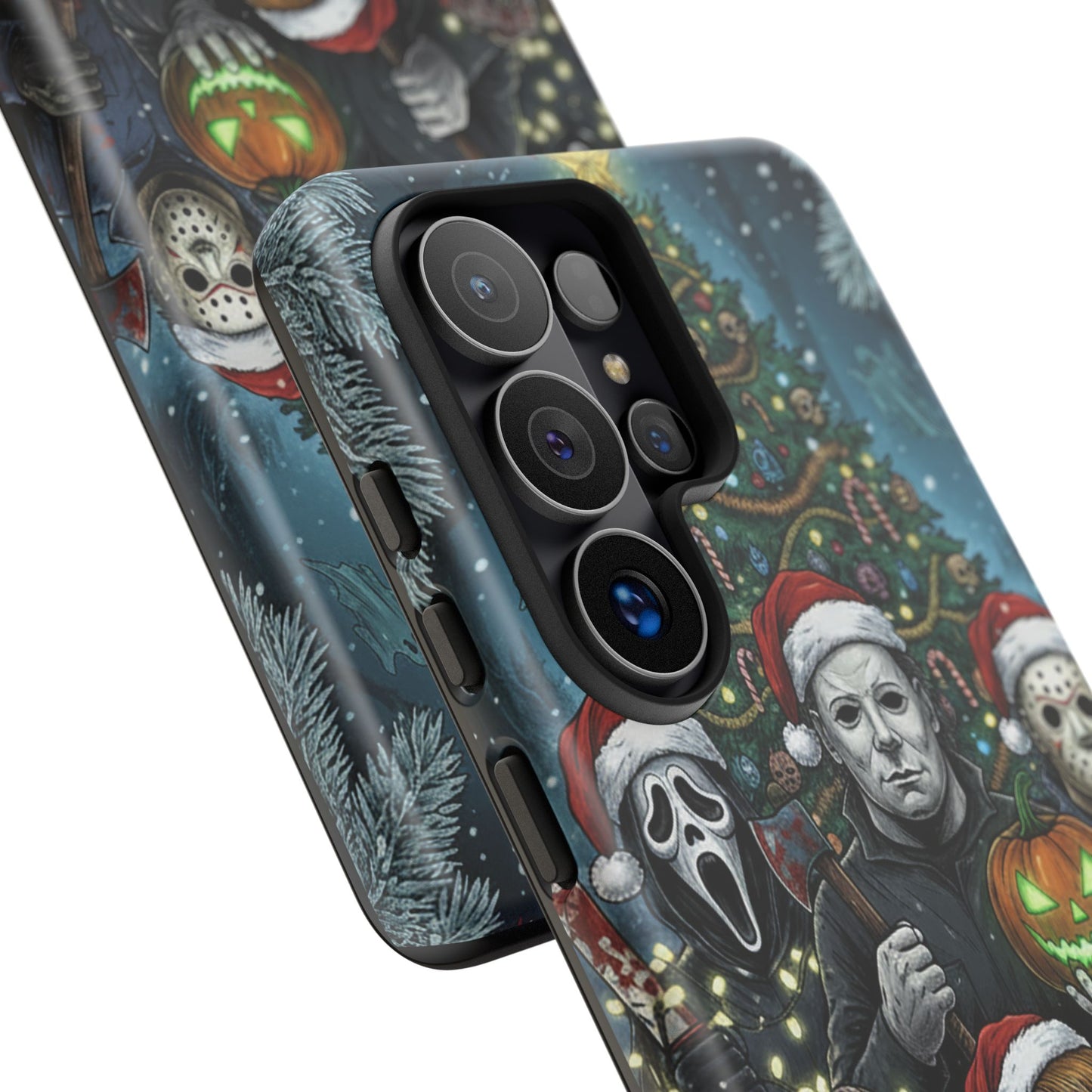 Christmas Horror Phone Case – Festive Slasher Collage Tough Case (iPhone, Samsung, Pixel)