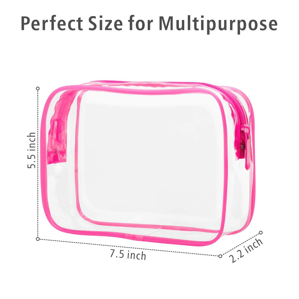 TSA Approved Toiletry Bag - Peach Red Clear Makeup Bag with Supporting Frame, Clear Toiletry Bag for Travel, Thick No Smell