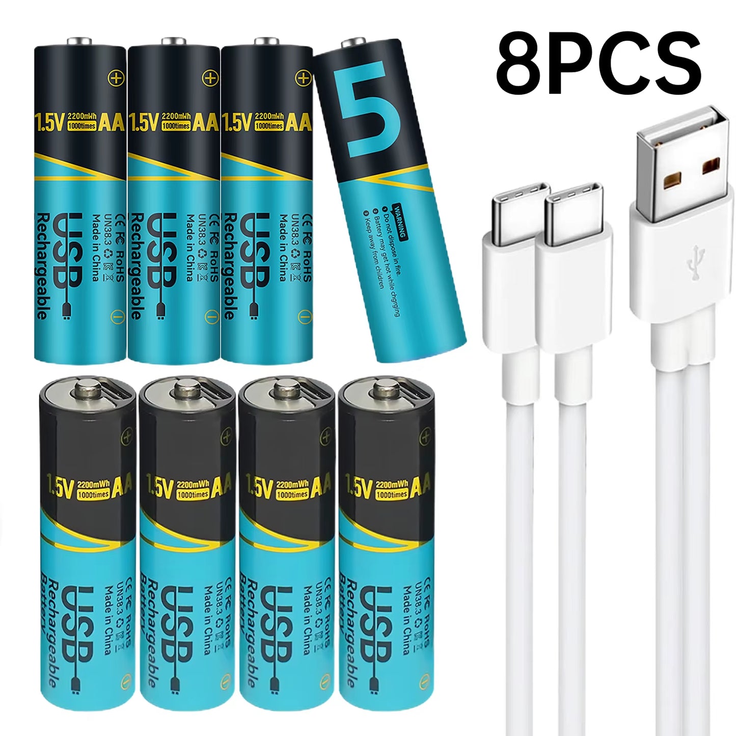 Lot 660Mwh/2200Mwh 1.5V AA AAA Rechargeable Lithium Batteries USB Type-C Fast Charge Battery