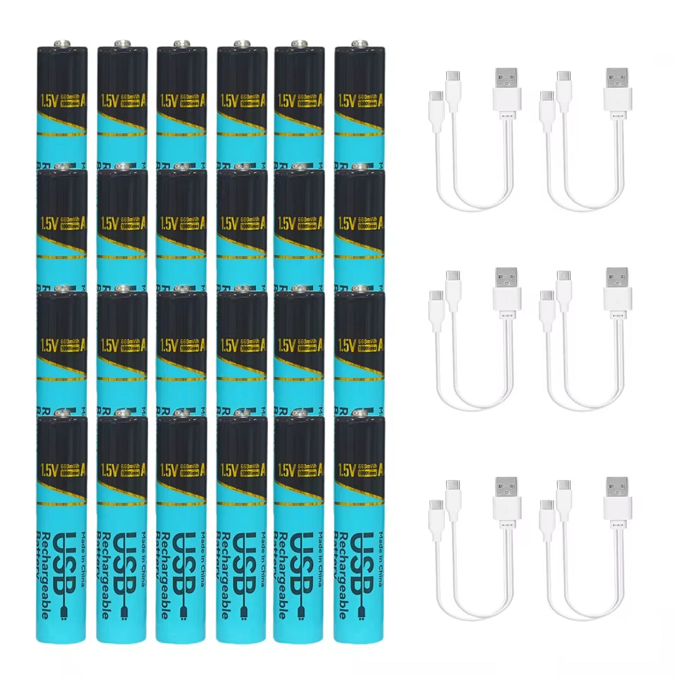 Lot 660Mwh/2200Mwh 1.5V AA AAA Rechargeable Lithium Batteries USB Type-C Fast Charge Battery