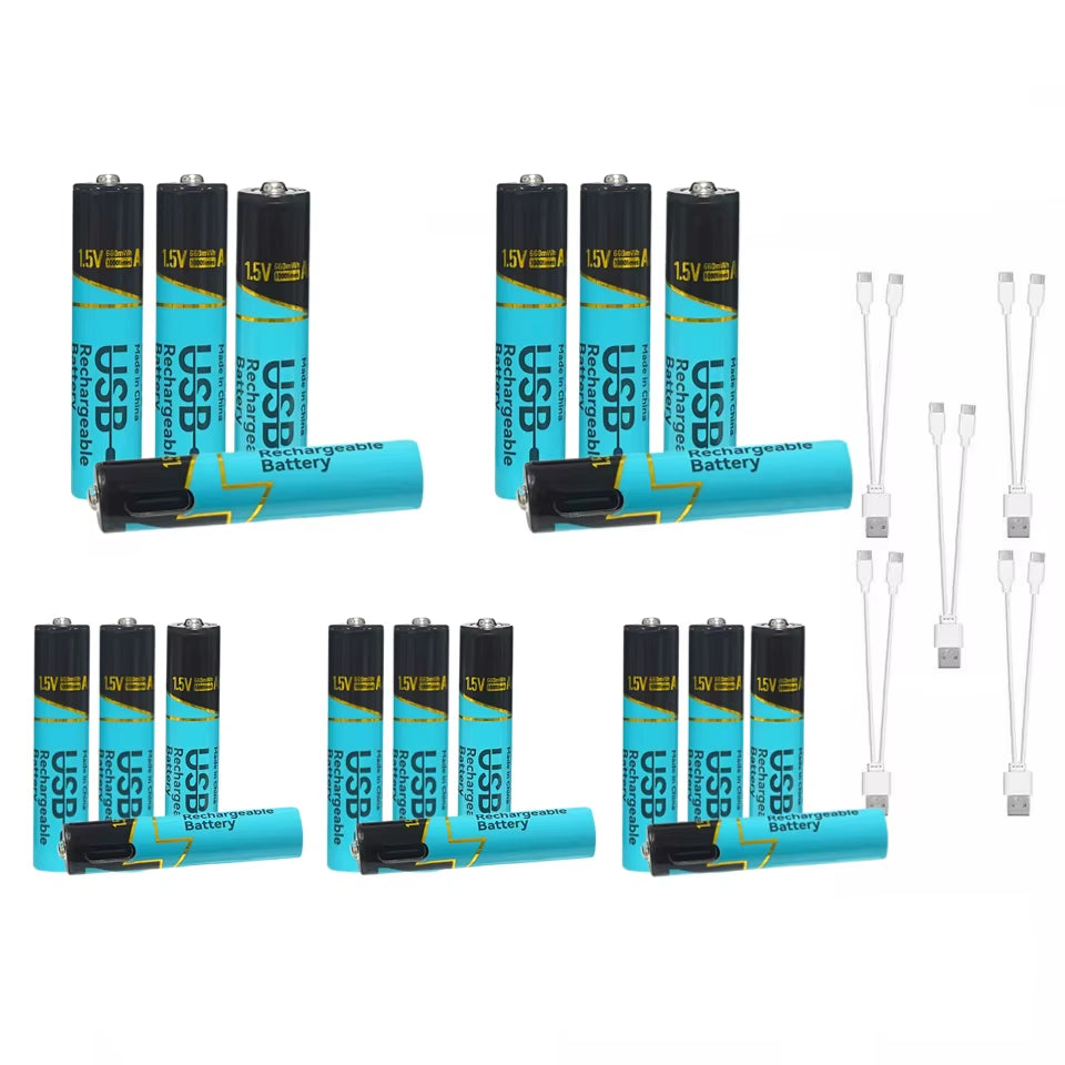 Lot 660Mwh/2200Mwh 1.5V AA AAA Rechargeable Lithium Batteries USB Type-C Fast Charge Battery