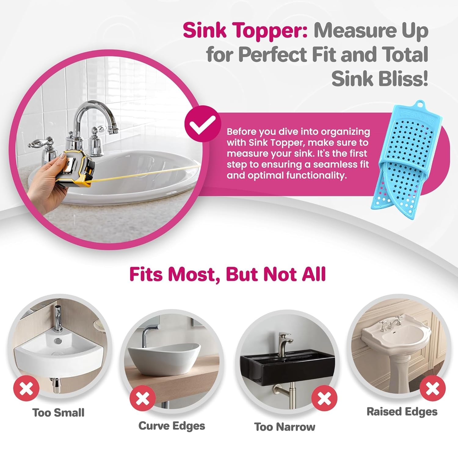 Foldable Sink Cover | Silicone Beauty Makeup Brush Cleaning Mat | Hot Tools Organizer | Bathroom Cover for Counter Space & Storage Saver | Traveling Must Haves | Standard, Pacific Blue