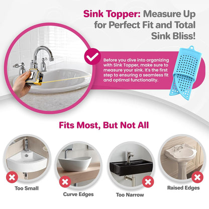 Foldable Sink Cover | Silicone Beauty Makeup Brush Cleaning Mat | Hot Tools Organizer | Bathroom Cover for Counter Space & Storage Saver | Traveling Must Haves | Standard, Pacific Blue