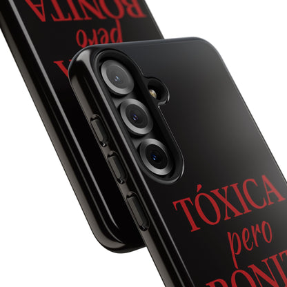 Toxica Pero Bonita Phone Case, Latina Quote Case, Red Lips Aesthetic, Spanish Saying Case, Trendy Tough Cover