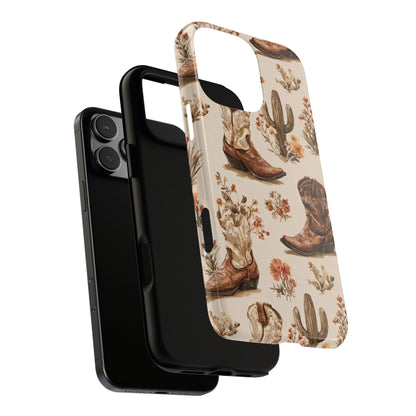 Cowboy Boots Western Phone Case Rustic Cowgirl Cactus Floral iPhone Samsung Pixel