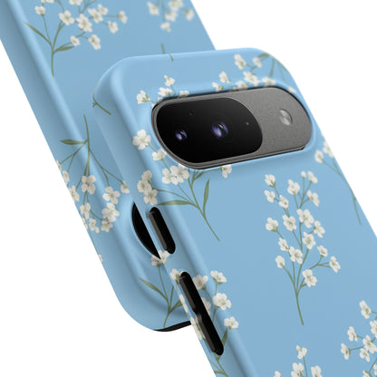 Baby’s Breath Floral Phone Case – Blue Minimal Flower Aesthetic Tough Case