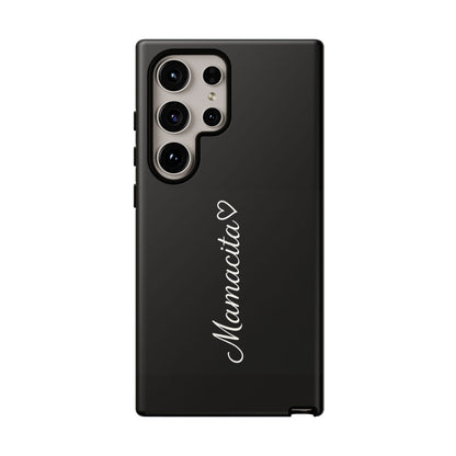 Mamacita Script Phone Case | Minimal Black Tough Case | Sleek Aesthetic Cover