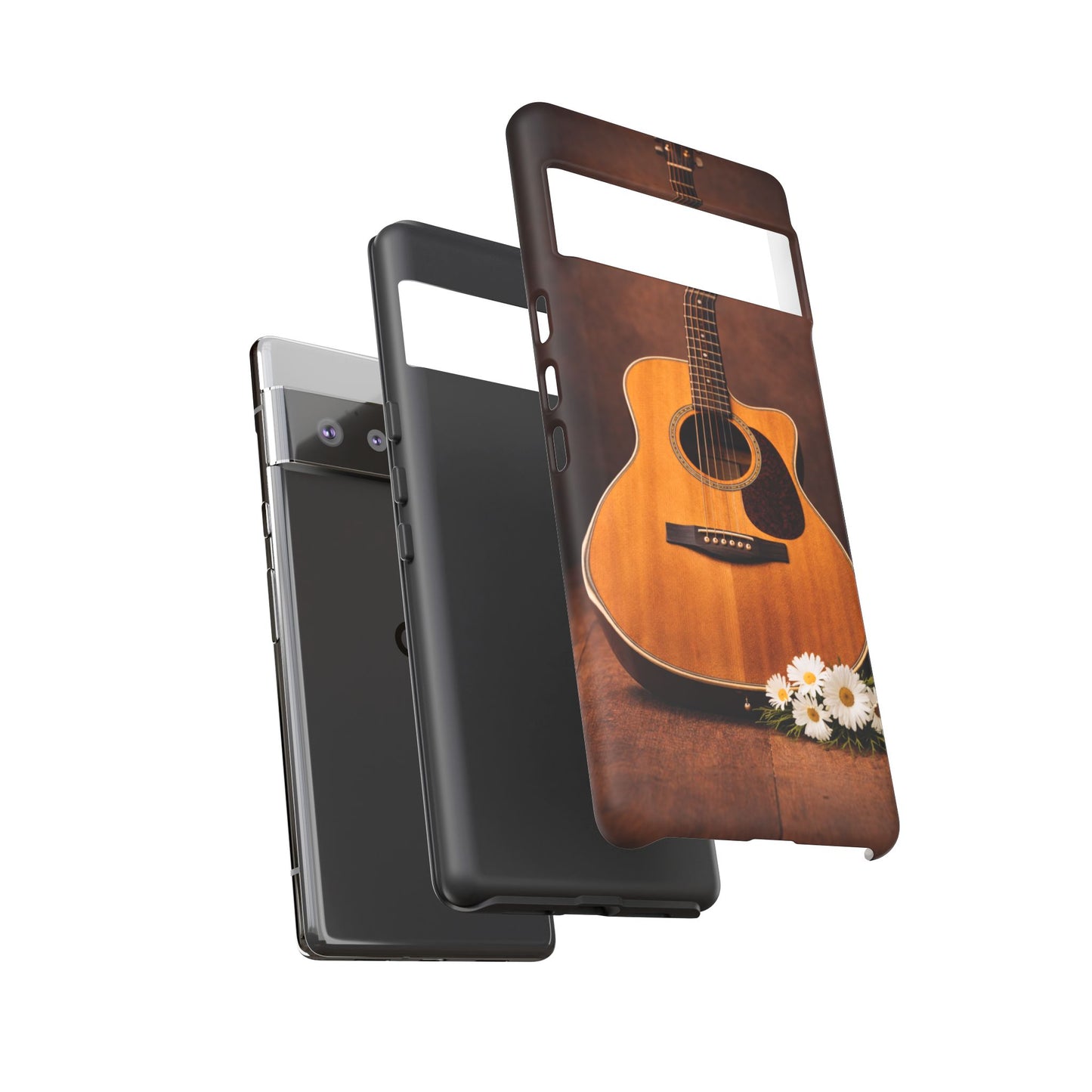 Acoustic Guitar Daisy Phone Case | Rustic Music Lover Tough Cover