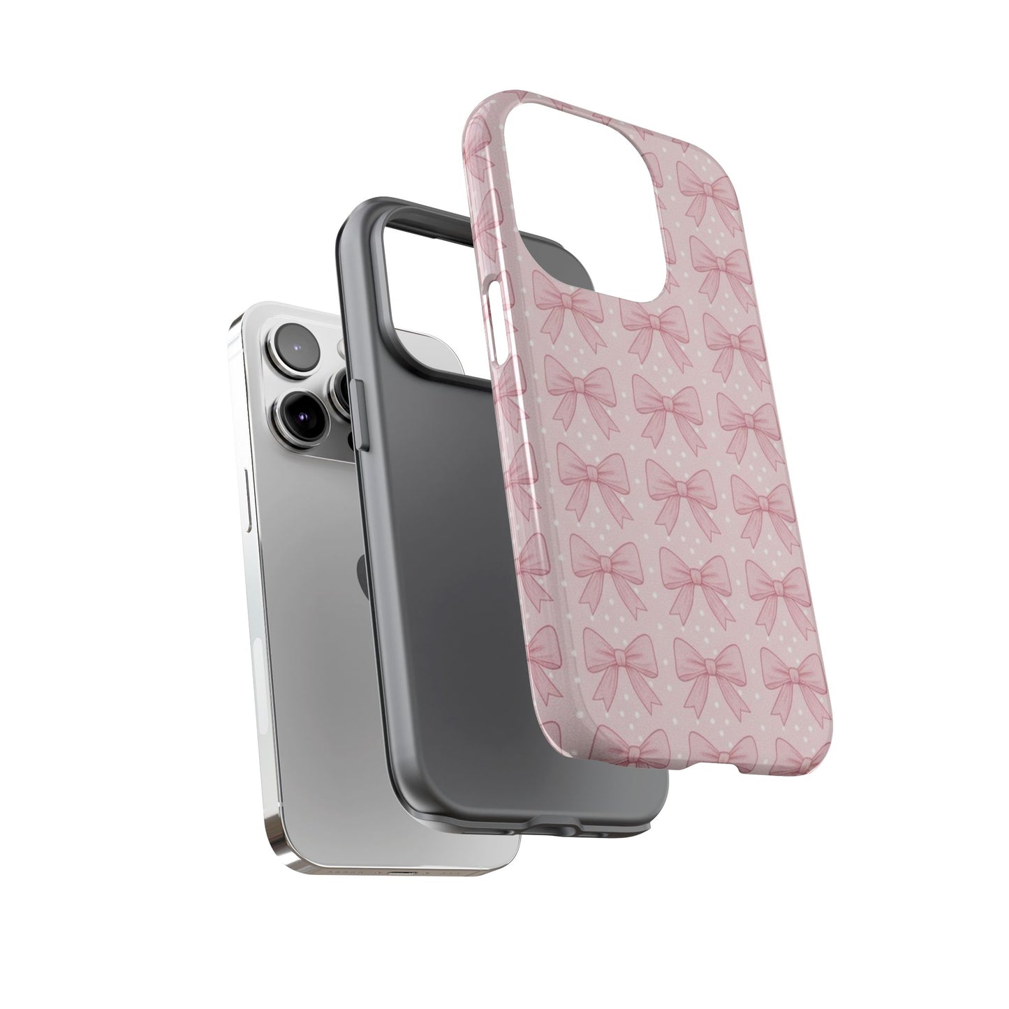 Pink Bow Pattern Phone Case – Soft Coquette Aesthetic Tough Case