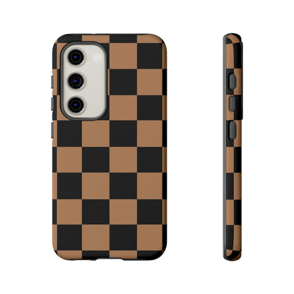 Brown Checkerboard Phone Case | Aesthetic Tough Protective Case