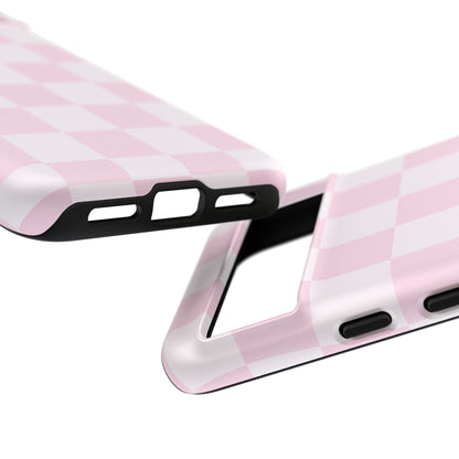Light Pink Checkerboard Phone Case | Pastel Aesthetic Checkered iPhone & Samsung Tough Case