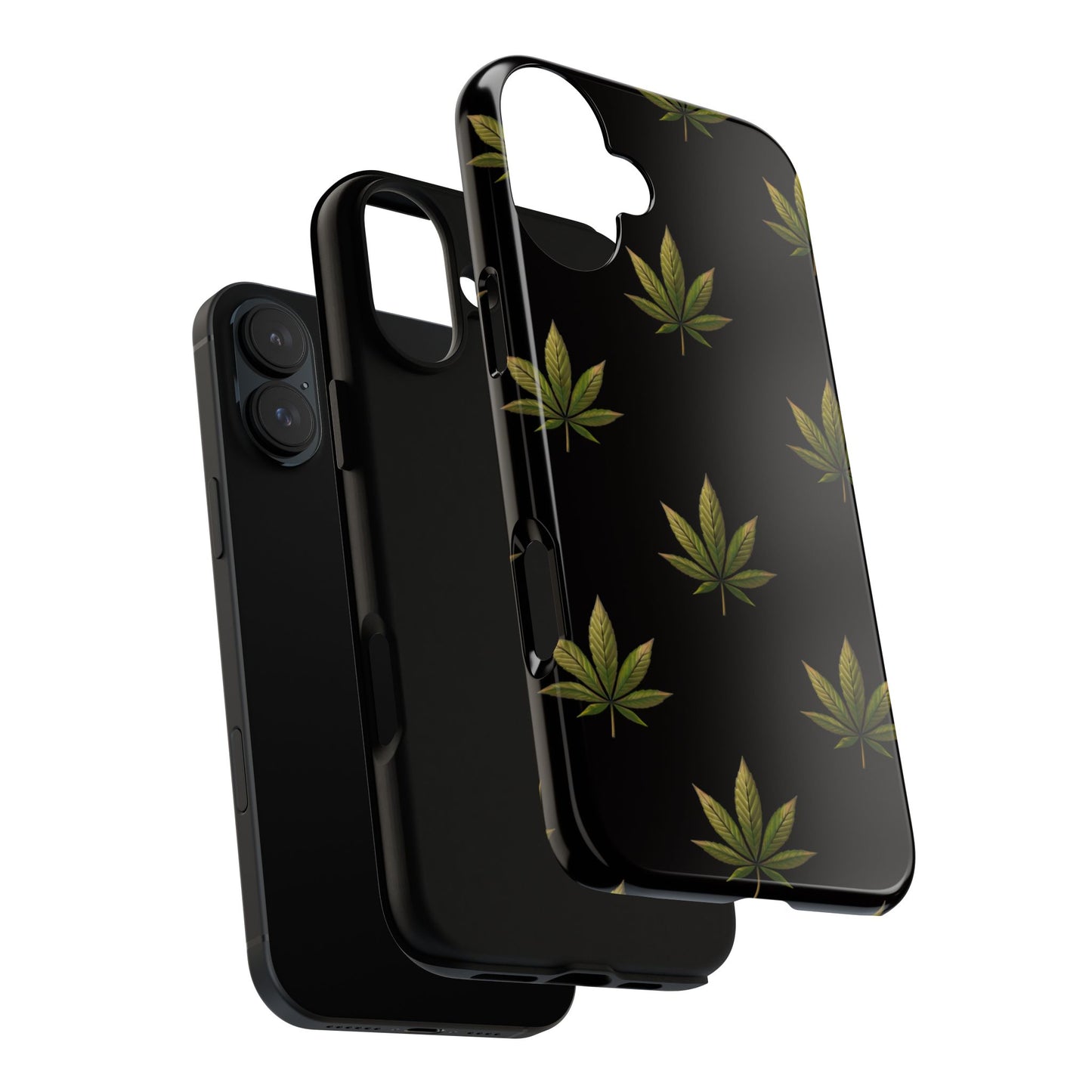 Cannabis Leaf Phone Case Green Weed Leaf Pattern Tough Protective Cover