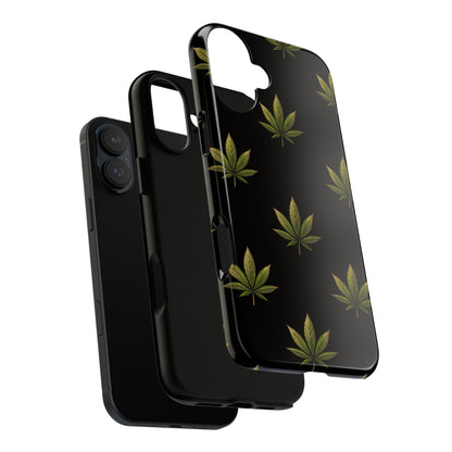 Cannabis Leaf Phone Case Green Weed Leaf Pattern Tough Protective Cover