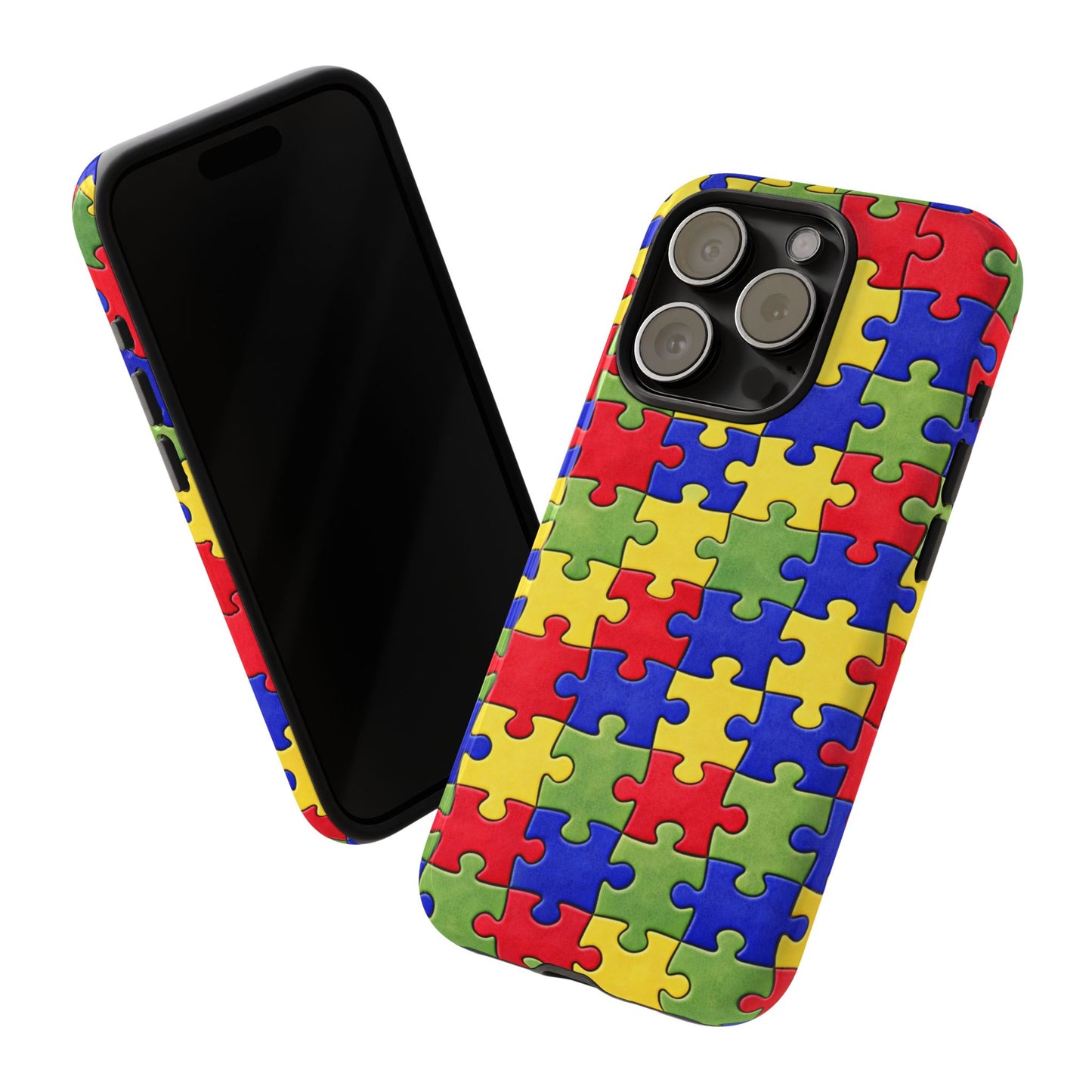 Colorful Puzzle Phone Case, Autism Awareness Jigsaw Design, Tough Protective Case, iPhone & Samsung Case, Vibrant Puzzle Pattern