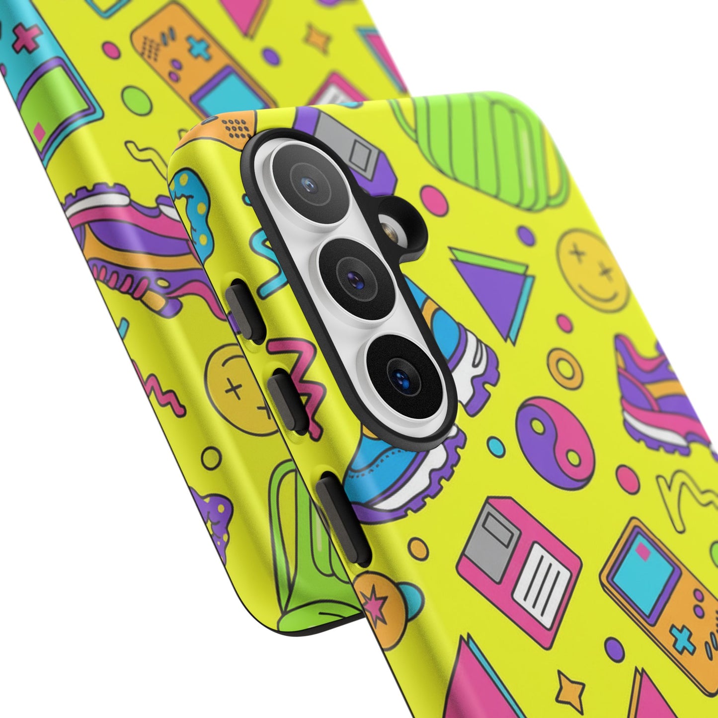 90s Retro Neon Phone Case – Y2K Nostalgia Colorful Icons Tough Protective Case
