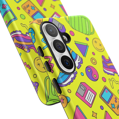 90s Retro Neon Phone Case – Y2K Nostalgia Colorful Icons Tough Protective Case