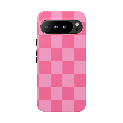 Pink Checkerboard Phone Case | Cute Aesthetic Checkered iPhone & Samsung Tough Case