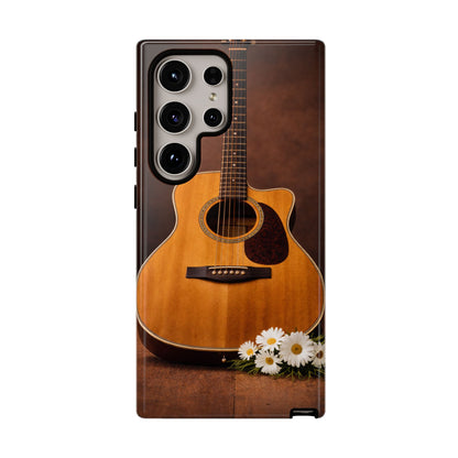 Acoustic Guitar Daisy Phone Case | Rustic Music Lover Tough Cover