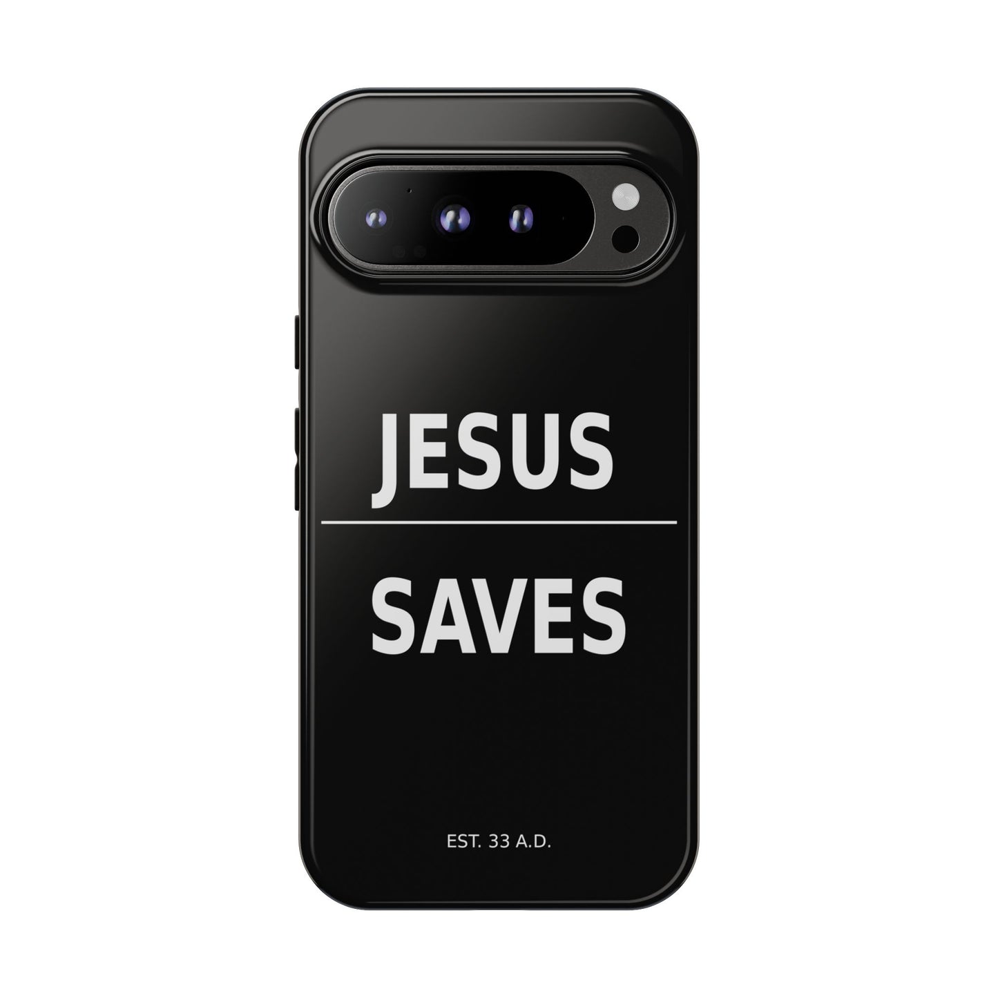 Jesus Saves Phone Case Christian Religious Minimalist Black Tough Cover
