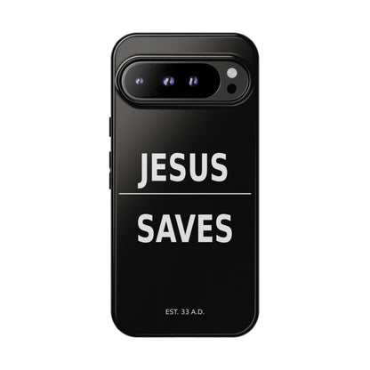 Jesus Saves Phone Case Christian Religious Minimalist Black Tough Cover
