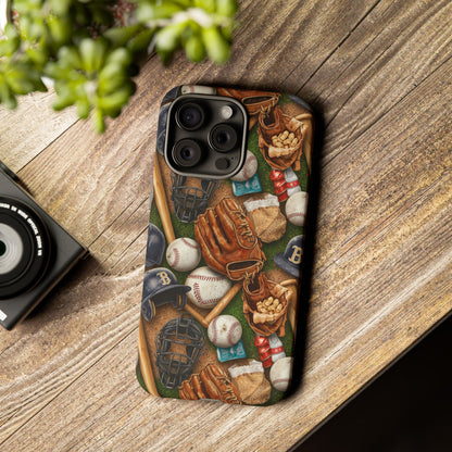 Baseball Gear Collage Phone Case – Vintage Baseball Equipment Sports Tough Case