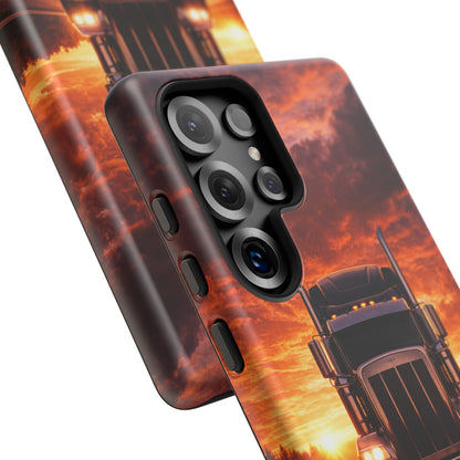 Big Rig Truck Phone Case Sunset Highway Semi Truck iPhone Samsung Cover