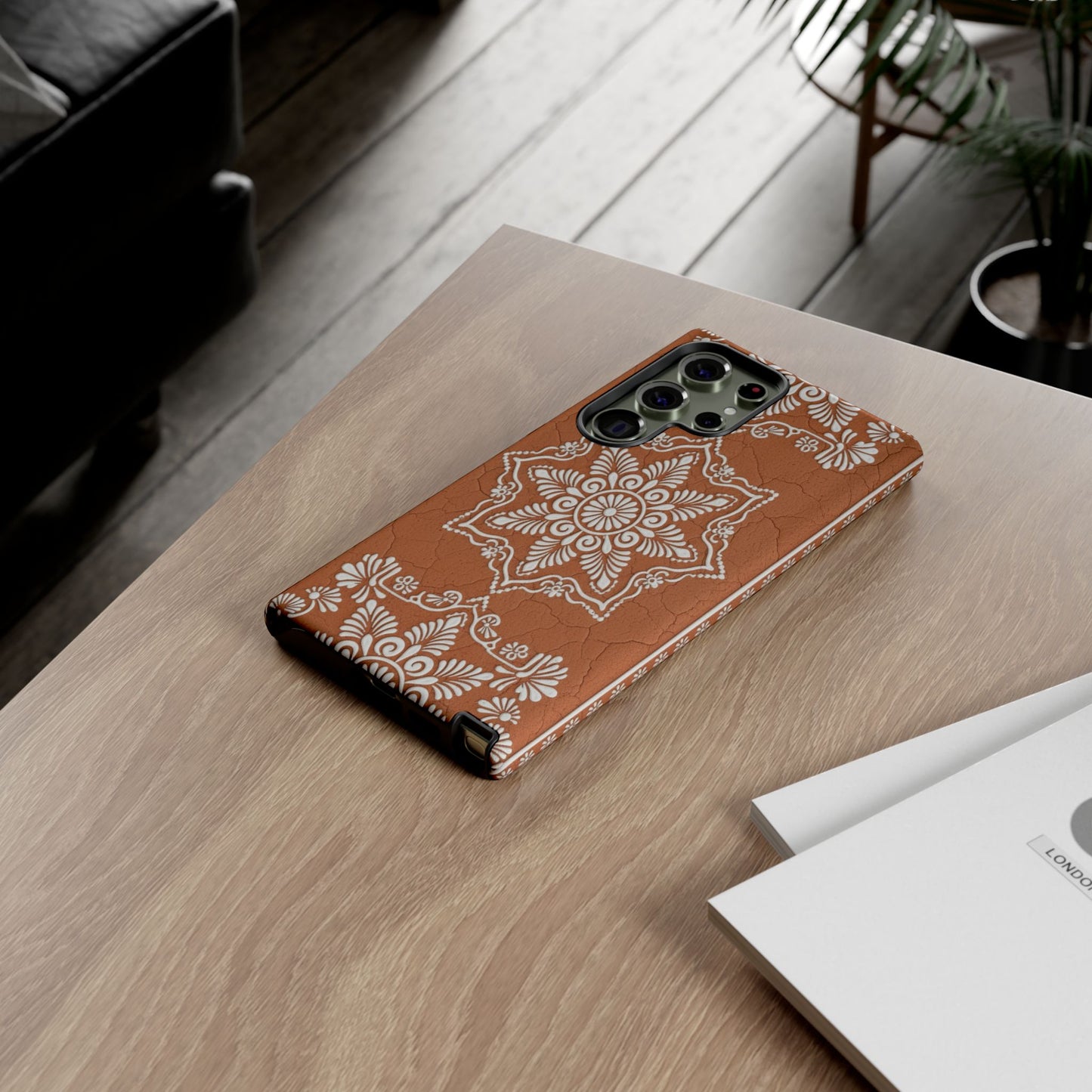 Talavera Terracotta Phone Case | Mexican Floral Pattern iPhone & Samsung Tough Case | Boho Clay Aesthetic Cover