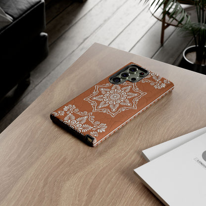 Talavera Terracotta Phone Case | Mexican Floral Pattern iPhone & Samsung Tough Case | Boho Clay Aesthetic Cover