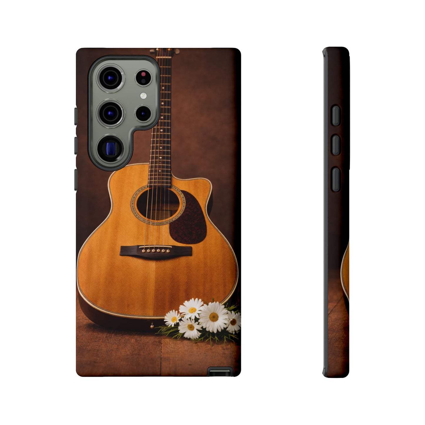 Acoustic Guitar Daisy Phone Case | Rustic Music Lover Tough Cover