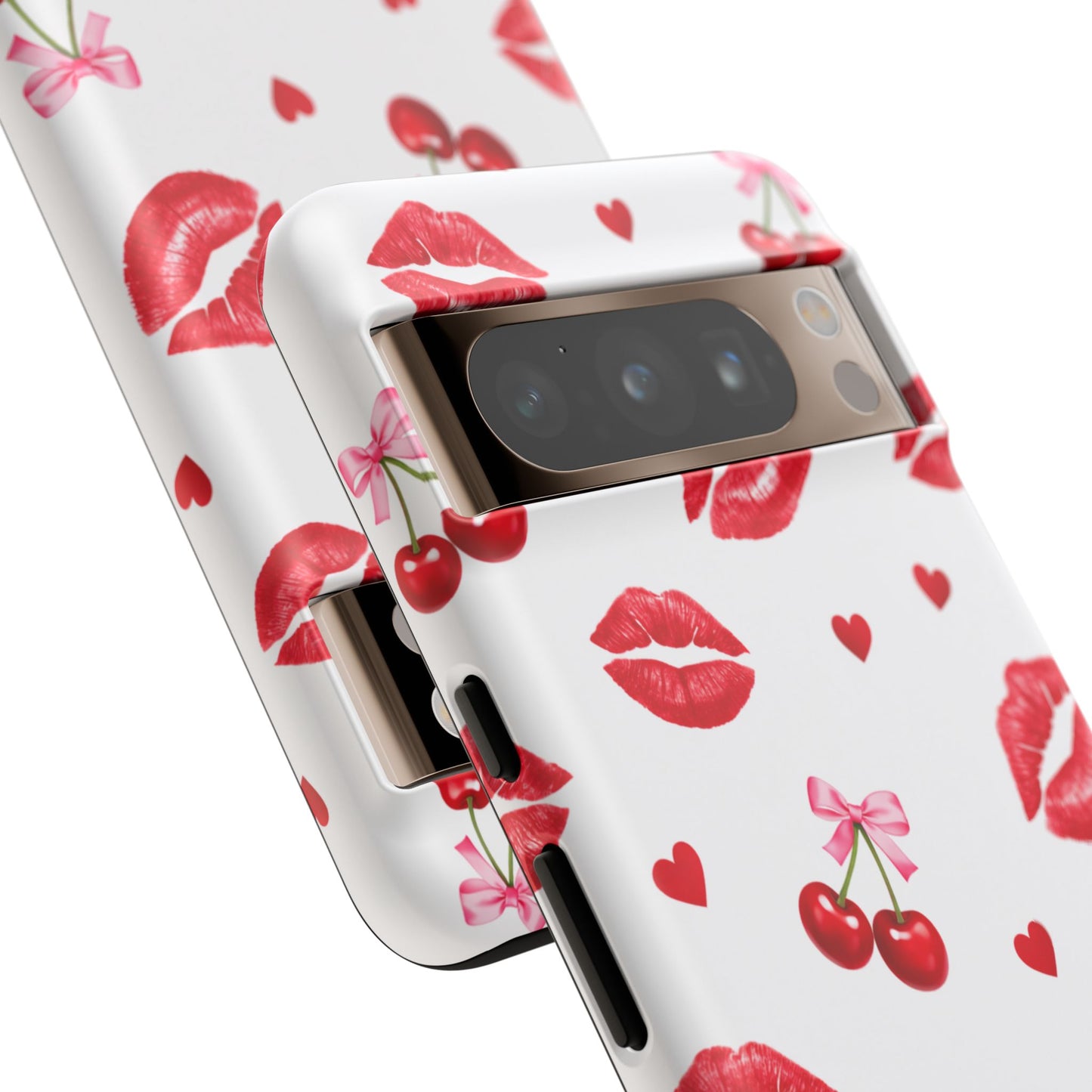 Red Lips & Cherry Phone Case – Y2K Retro Aesthetic Tough Cover