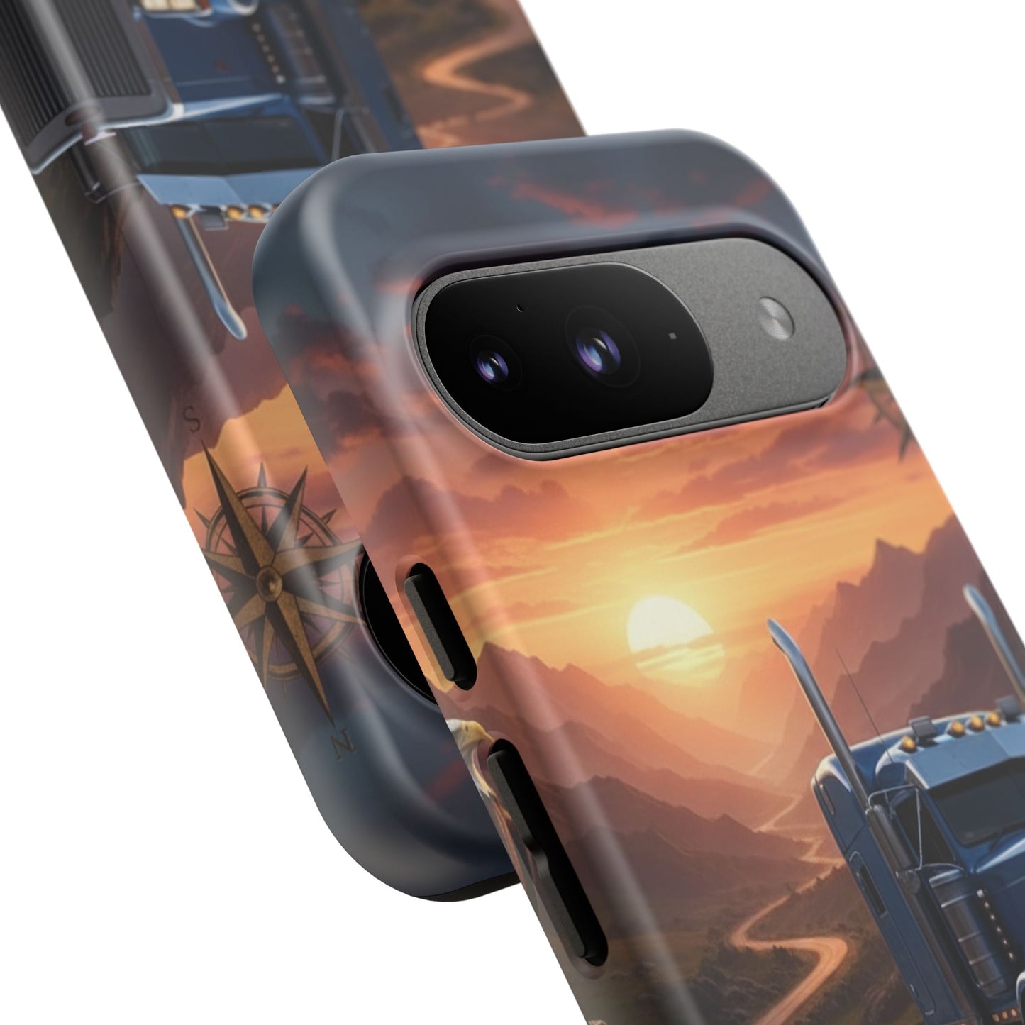 Semi Truck Sunset Phone Case | Trucker Gift | Diesel Truck Highway Road iPhone & Samsung Tough Protective Case