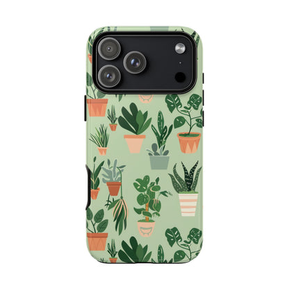 Plant Lover Phone Case | Cute Potted Plants Pattern | Botanical Aesthetic Tough Case