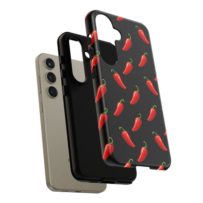 Spicy Chili Pepper Phone Case – Black Cute Hot Pepper Tough Cover for Iphone, Samsung Galaxy and Pixel