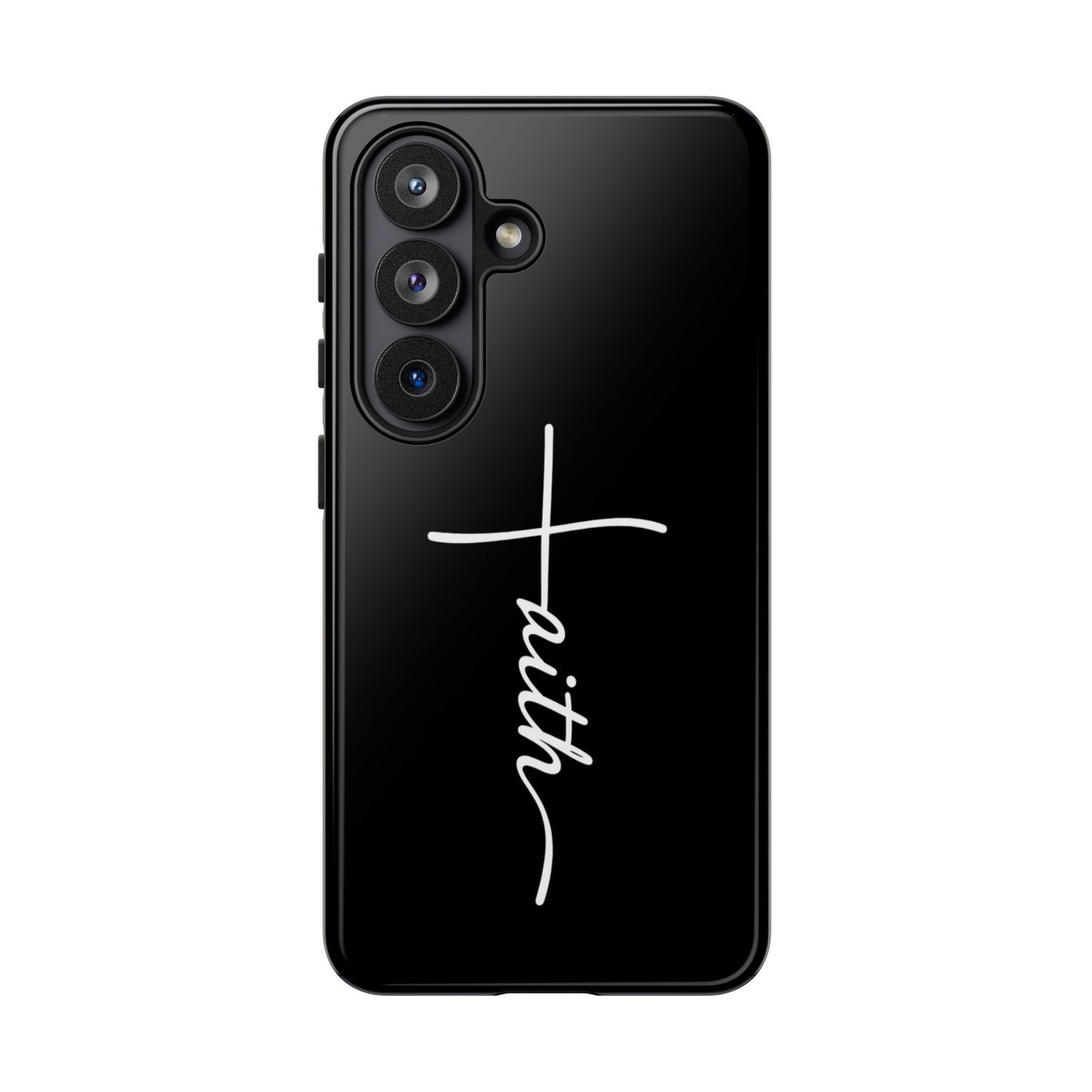 Faith Cross Phone Case, Christian Aesthetic Minimalist Black Matte Case, Religious Gift iPhone Samsung Cover