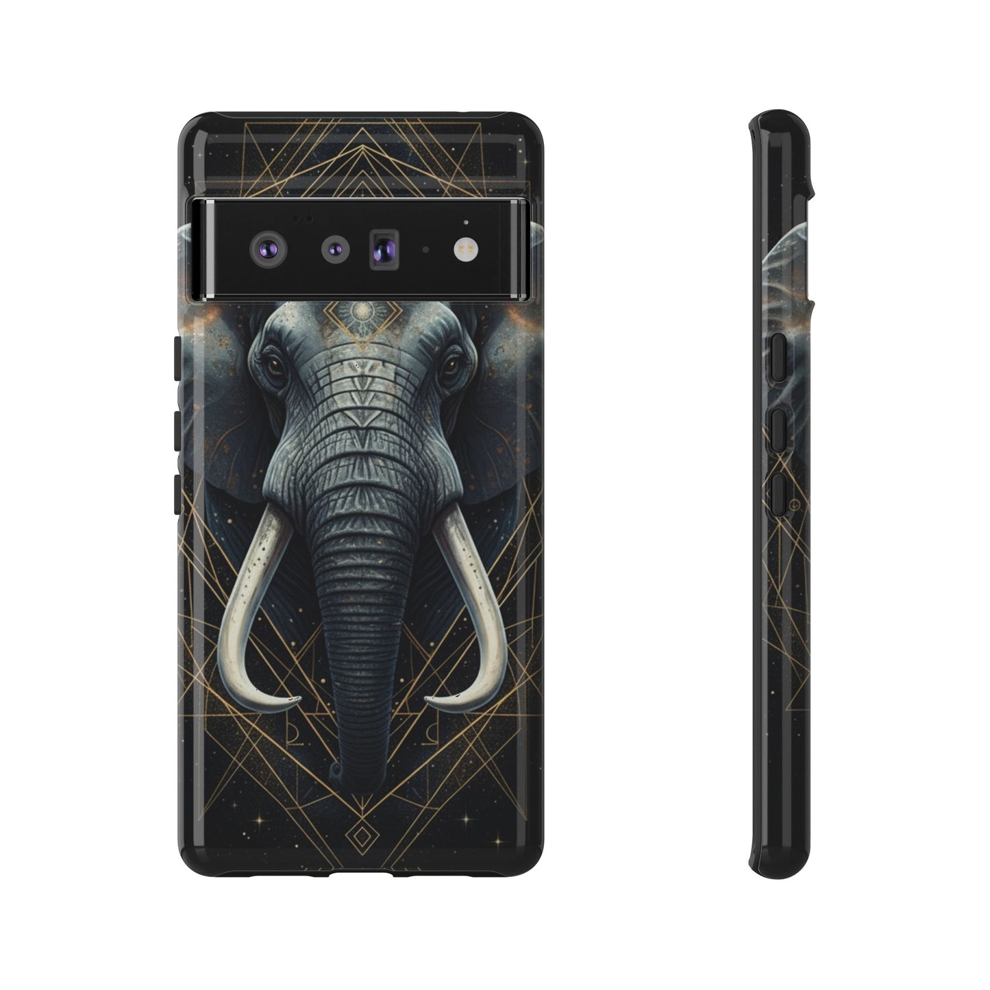Elephant Mandala Phone Case – Black and Gold Spiritual Elephant Tough Protective Case