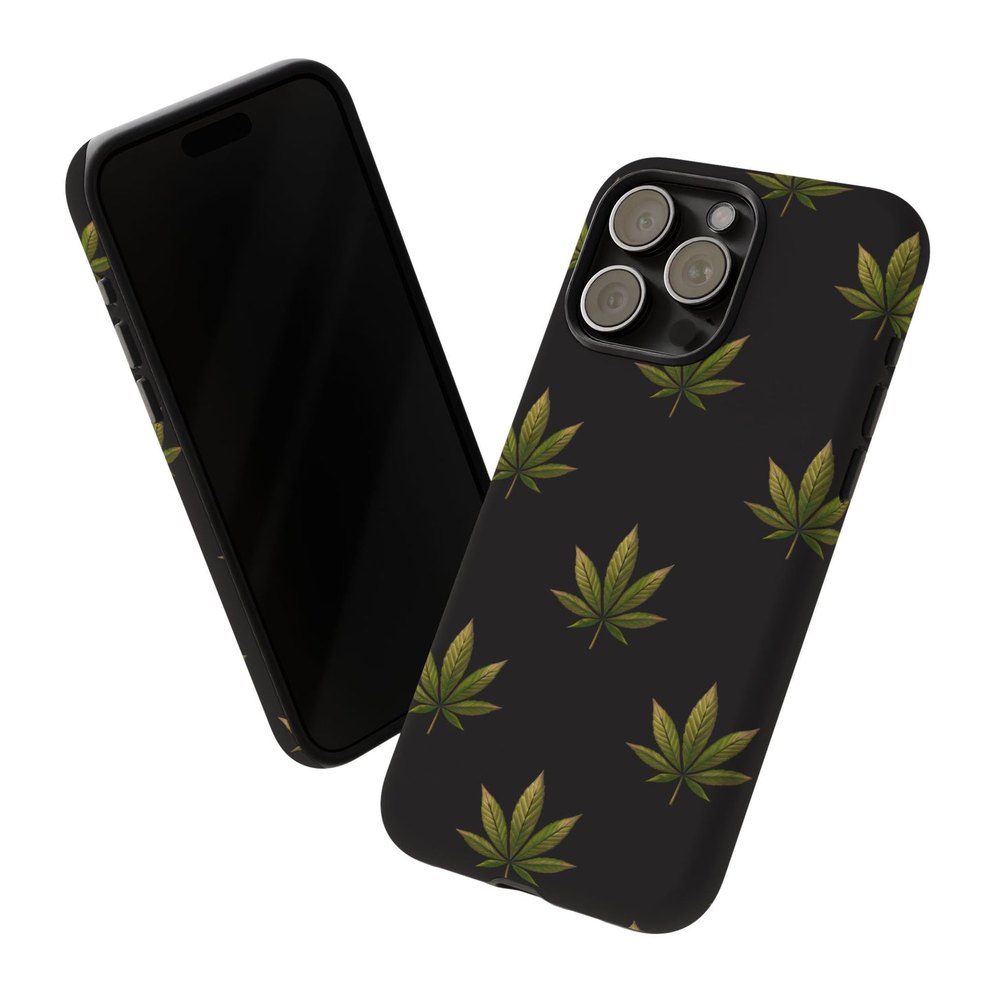 Cannabis Leaf Phone Case Green Weed Leaf Pattern Tough Protective Cover
